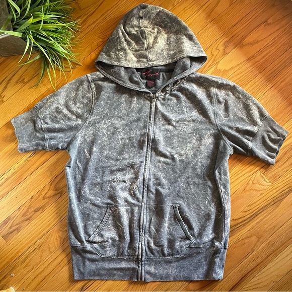 Torrid Gray Zip-Up Hoodie w/ Short Slv - Picture 5 of 5